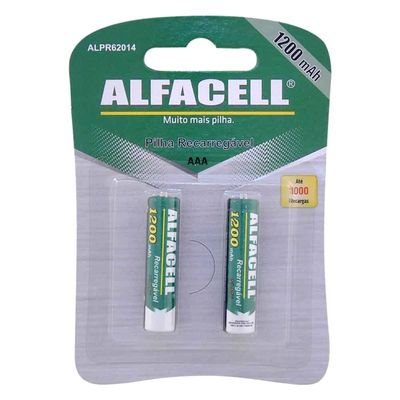 Pilha Palito Recarregável Alfacell com 2 Unidades UNICA