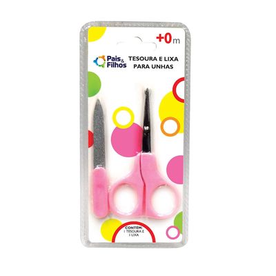 Kit Higiene Pais e Filhos com Tesoura e Lixa Rosa UNICA
