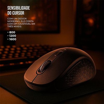 Kit Mouse sem Fio USB-A com Adaptador Tipo C + Pilha AA 1 Unidade Recarregável Powerfast - Gshield
