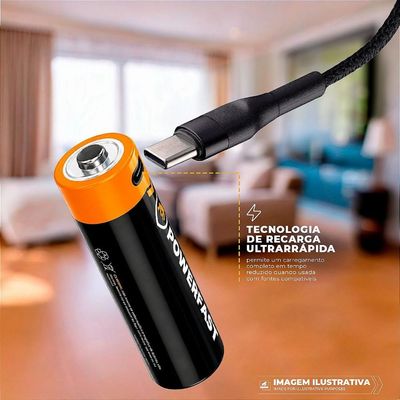 Kit Mouse sem Fio USB-A com Adaptador Tipo C + Pilha AA 1 Unidade Recarregável Powerfast - Gshield