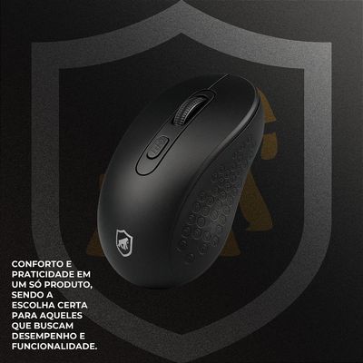 Kit Mouse sem Fio USB-A com Adaptador Tipo C + Pilha AA 1 Unidade Recarregável Powerfast - Gshield