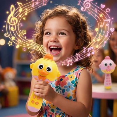 Microfone Musical Infantil Interativo com Luzes e Sons