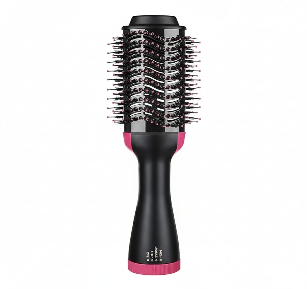 Escova Secadora Alisadora Preto e Rosa