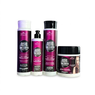 Kit Liso Imediato Redutor de Volume + Escova Pente Alisadora