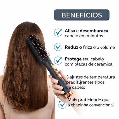 Escova Alisadora Elétrica Bivolt Cinza