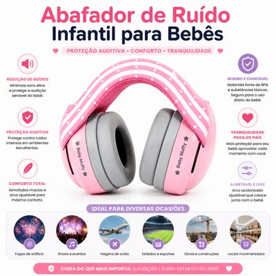 Abafador de Ruído Infantil para Bebes (Cinza)