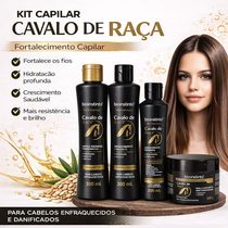Combo Salão em Casa Premium: Escova Elétrica + Kit Capilar Força Extrema