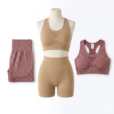 Kit 2 Conjuntos Academia Fitness Levanta Bumbum Bege / Rosa