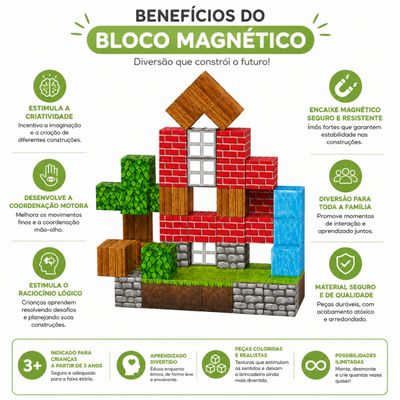 Bloco Magnético Minecraft – 63 peças