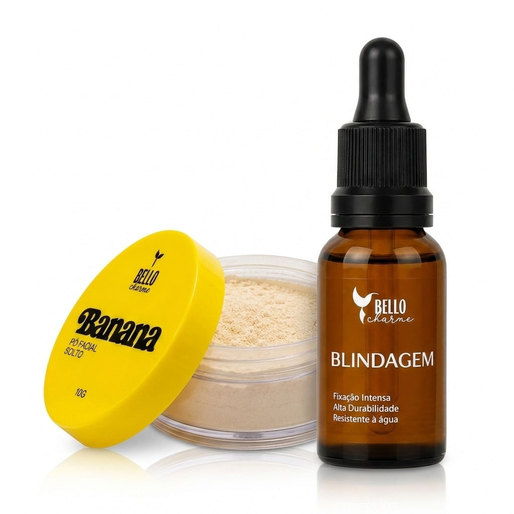 Kit Maquiagem À Prova D'água - Blindagem Líquida + Pó Facial Banana