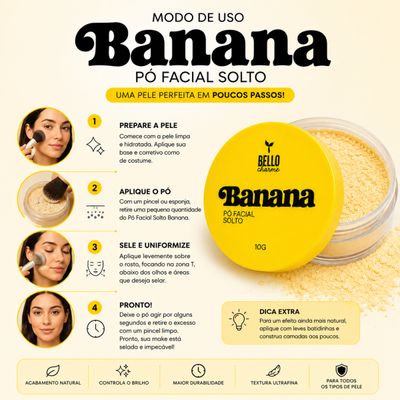 Combo Duplo Pó Facial Solto Banana e Translúcido Premium Antibrilho