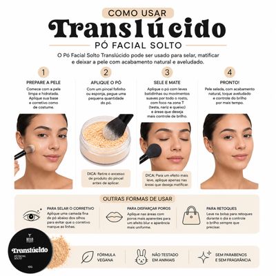Combo Duplo Pó Facial Solto Banana e Translúcido Premium Antibrilho