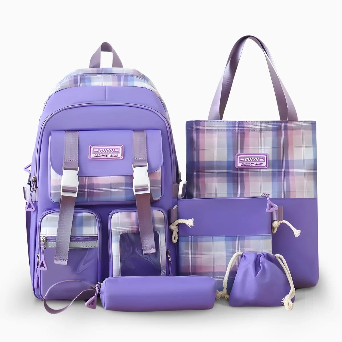 Conjunto Completo de Mochila e Acessório Roxo