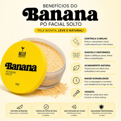 Combo Duplo Pó Facial Solto Banana e Translúcido Premium Antibrilho