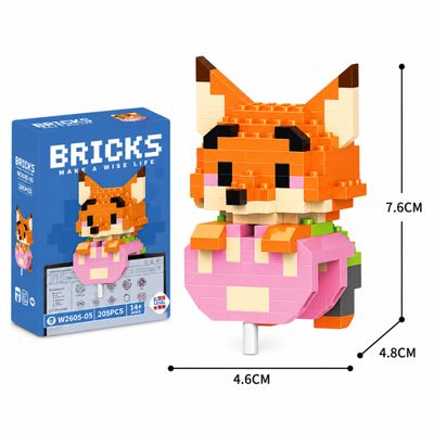 Mini Blocos de Montar Raposa Pixelado Colecionável - 202 Pçs