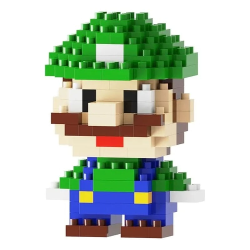 Mini Blocos de Montar Luigi Pixelado Colecionável - 164 Pçs
