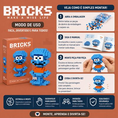 Mini Blocos de Montar Lula Molusco Pixelado - 145 Peças