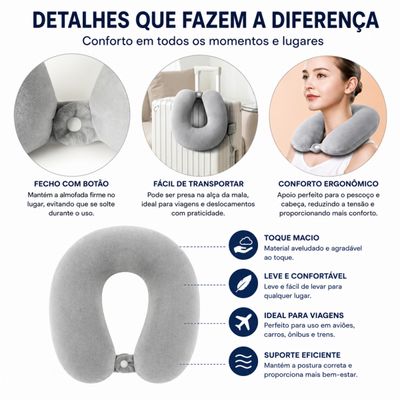 Almofada de Pescoço para Viagem Rosa