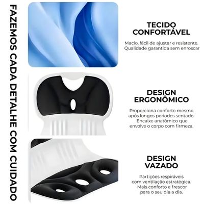 Almofada de Apoio Lombar Cadeira Correção de Coluna GG AZUL