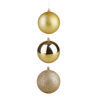 Kit Bola de Natal Elegance Dourado 3 Unidades 10cm UNICA