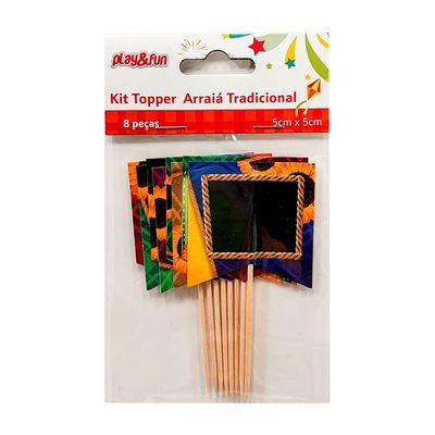 Kit Topper Arraia Tradicional 8UND 5CM Sortido CV255511 PLAY&FUN UNICA