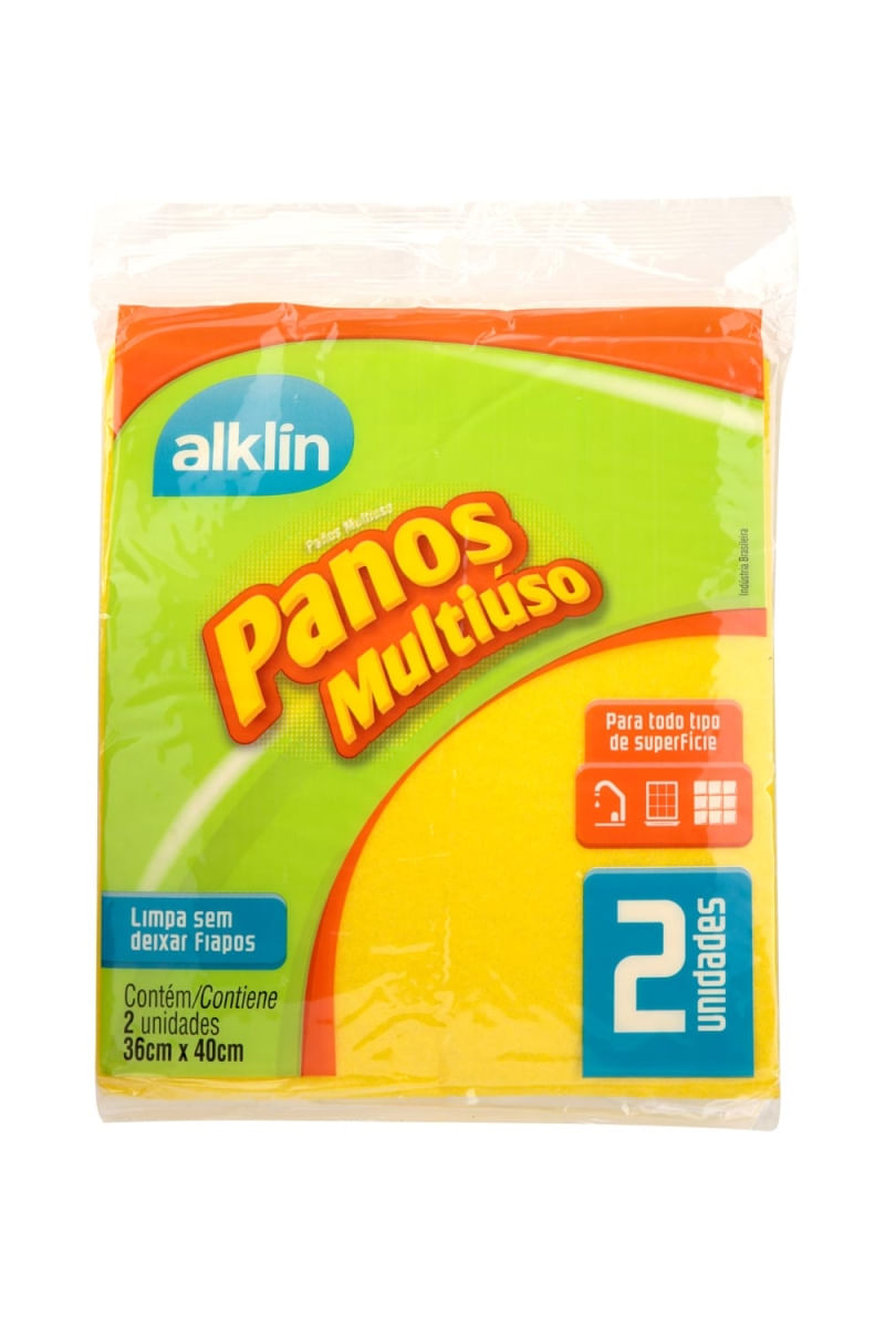 Pano de Limpeza Alklin Amarelo com 2 Peças 36x40cm
