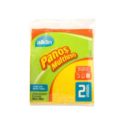 Pano de Limpeza Alklin Amarelo com 2 Peças 36x40cm UNICA