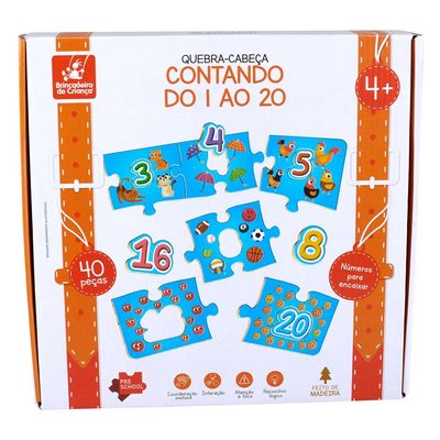Quebra Cabeça Contando Do 1 ao 20 40 Peças BDC UNICA