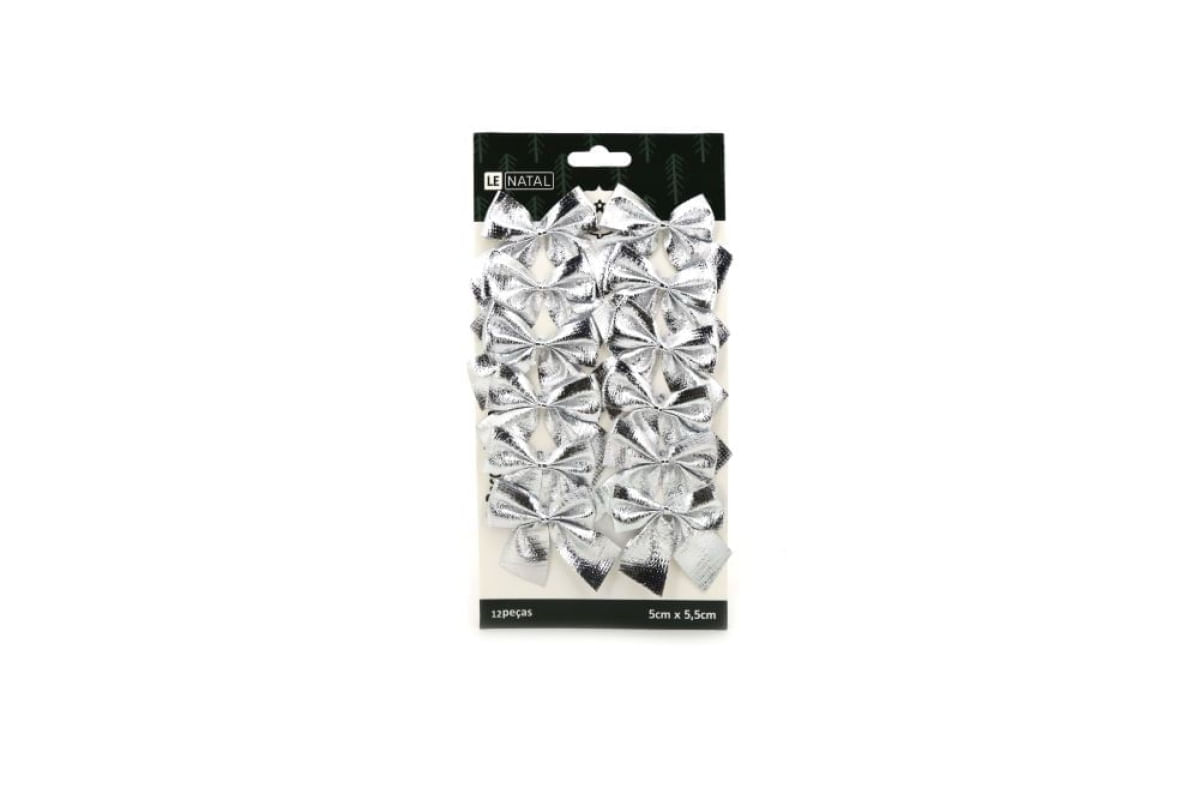 Kit Laço de Natal Le Prata Liso 12 Unidades 5x5,5cm