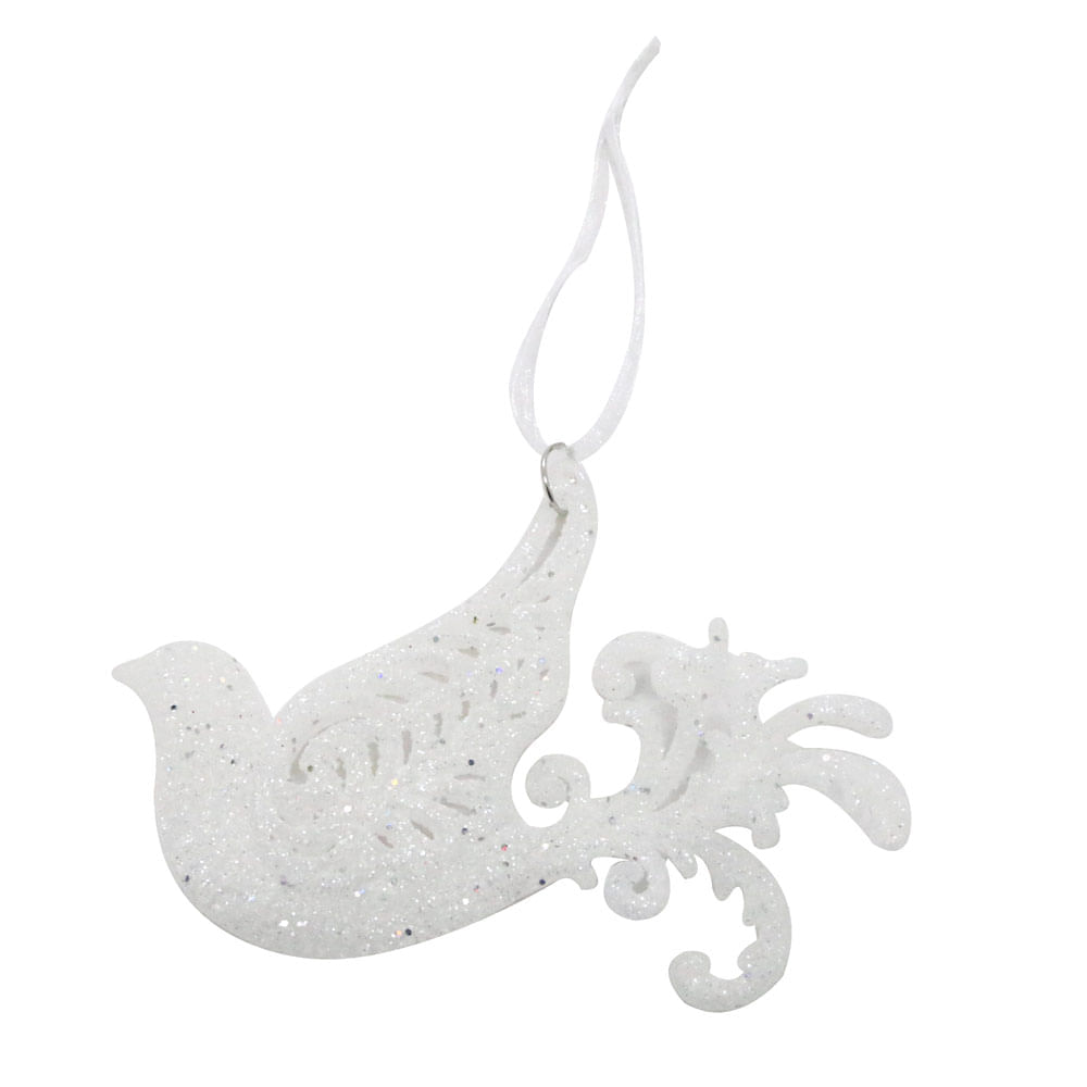 Enfeite de Natal Pássaro Glitter Le Branco