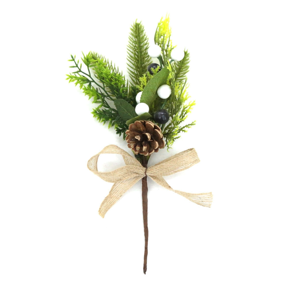 Enfeite de Natal Pick Pinha Rattan Le 21cm