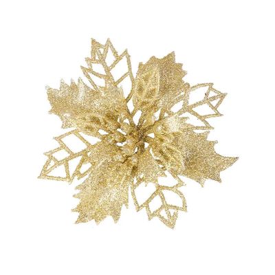 Kit Flor Natal Le 9,5cm com 3 Unidades Dourado UNICA