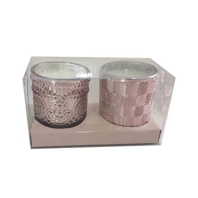Vela no Copo de Vidro Rosé Gold com 2 Unidades UNICA