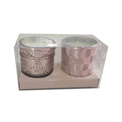 Vela no Copo de Vidro Rosé Gold com 2 Unidades UNICA