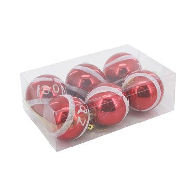 Kit Bola Palavras Natal Le Vermelho 6cm com 6 Unidades UNICA