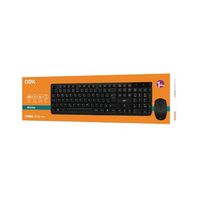 Kit Teclado e Mouse OEX sem Fio Work Preto TM407 UNICA