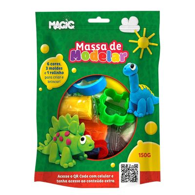 Kit Massa de Modelar EVA Magic Kids Dino 6 Cores UNICA