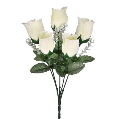Bouquet Botão de Rosa Grillo Branco com 5 Flores UNICA