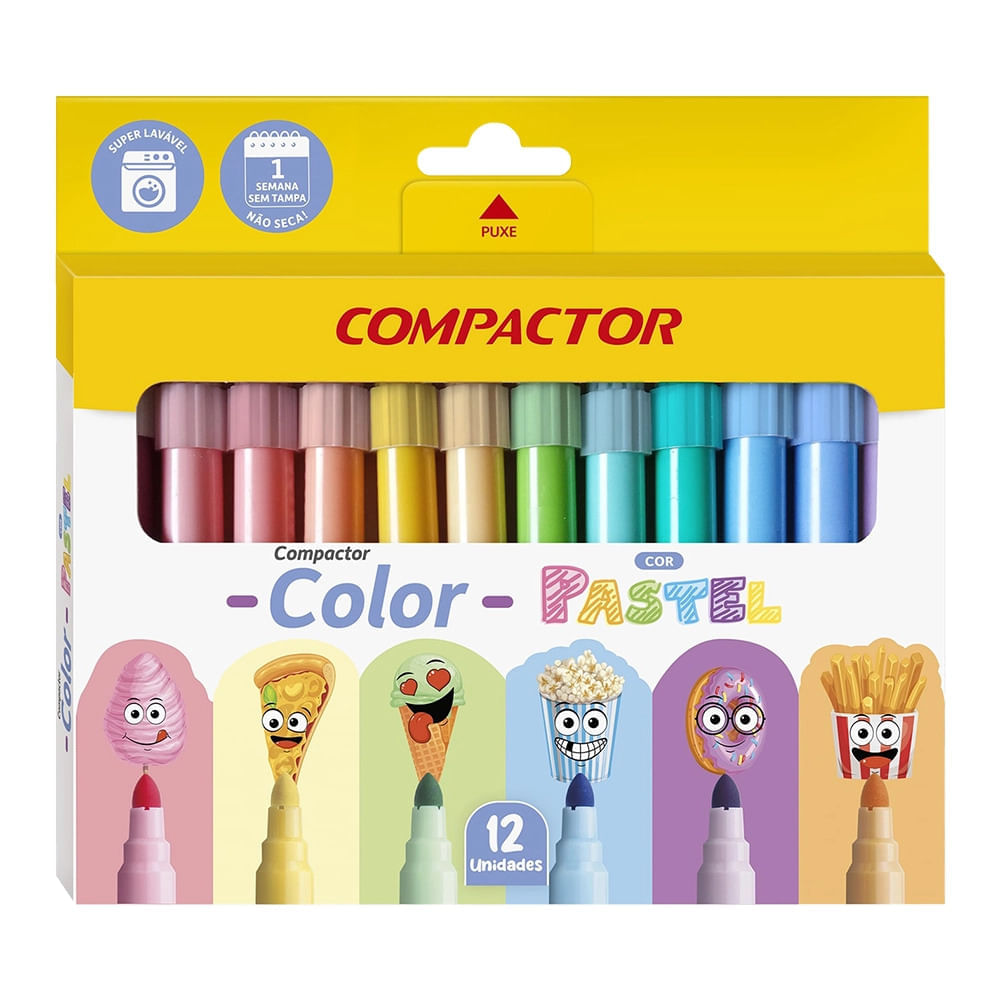 Caneta Hidrográfica Compactor Color Pastel