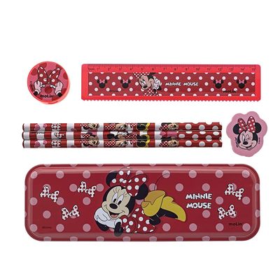 Kit Escolar Molin Minnie Estojo + Apontador + Régua + 3 Lápis HB + Borracha UNICA