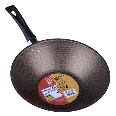 Frigideira Wok Antiaderente Oliveira 24cm Preta UNICA