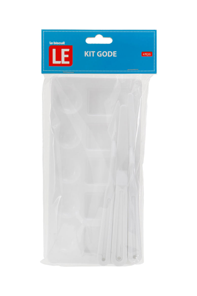 Kit Godê com 10 Cavidades e 3 Espátulas Plástica Branco