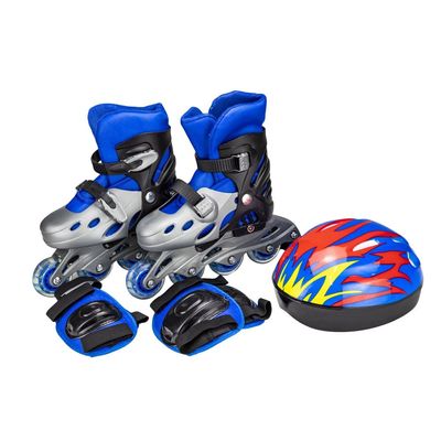 Kit Patins Le Capacete e Protetor Azul Tamanho 35 a 38 UNICA