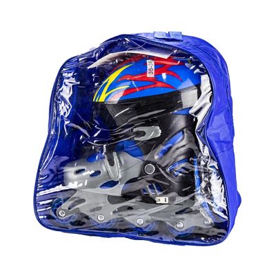 Kit Patins Le Capacete e Protetor Azul Tamanho 35 a 38 UNICA