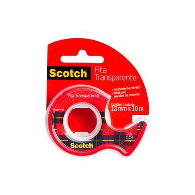 Fita Adesiva Scotch 3M Transparente 12mmx10m com Dispenser UNICA