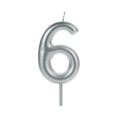 Vela de Aniversário Big Silver Número 6 Prata UNICA