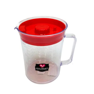 Jarra Medidora de Acrílico Lev+ 1L Transparente com Tampa Vermelha UNICA
