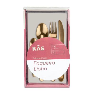 Faqueiro Kas Doha Rosé Gold com 16 Peças Inox UNICA