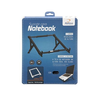 Suporte Reliza para Notebook com Altura Regulável Preto UNICA