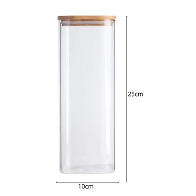 Jogo 5 Potes Herméticos de Vidro 1,9L Borea Oikos 25cm Tampa de Bambu Cozinha